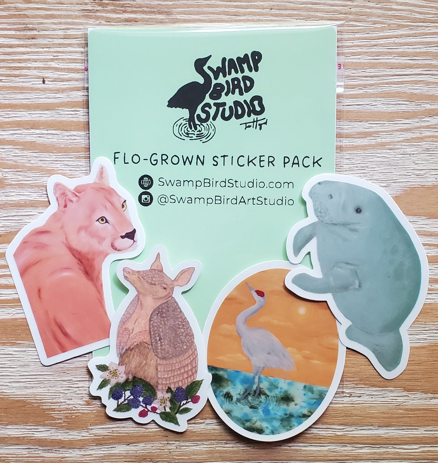 Flo-Grown Florida Animals Sticker Pack | Set of 4 Original Art Vinyl Stickers